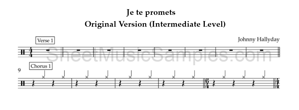 Je te promets - Original Version (Intermediate Level)