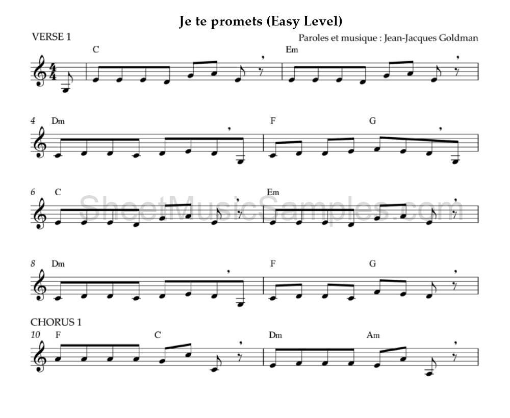 Je te promets (Easy Level)