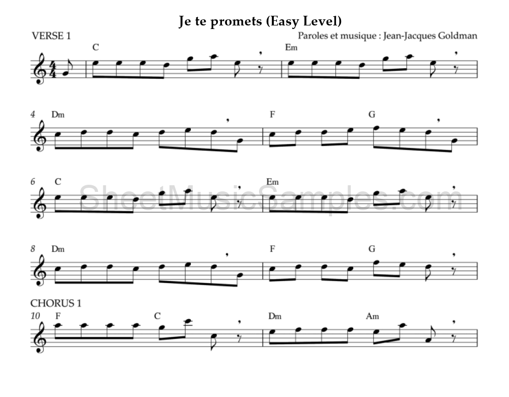 Je te promets (Easy Level)