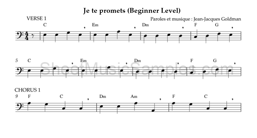 Je te promets (Beginner Level)