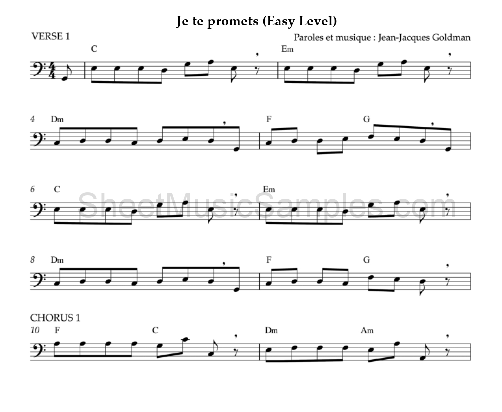 Je te promets (Easy Level)