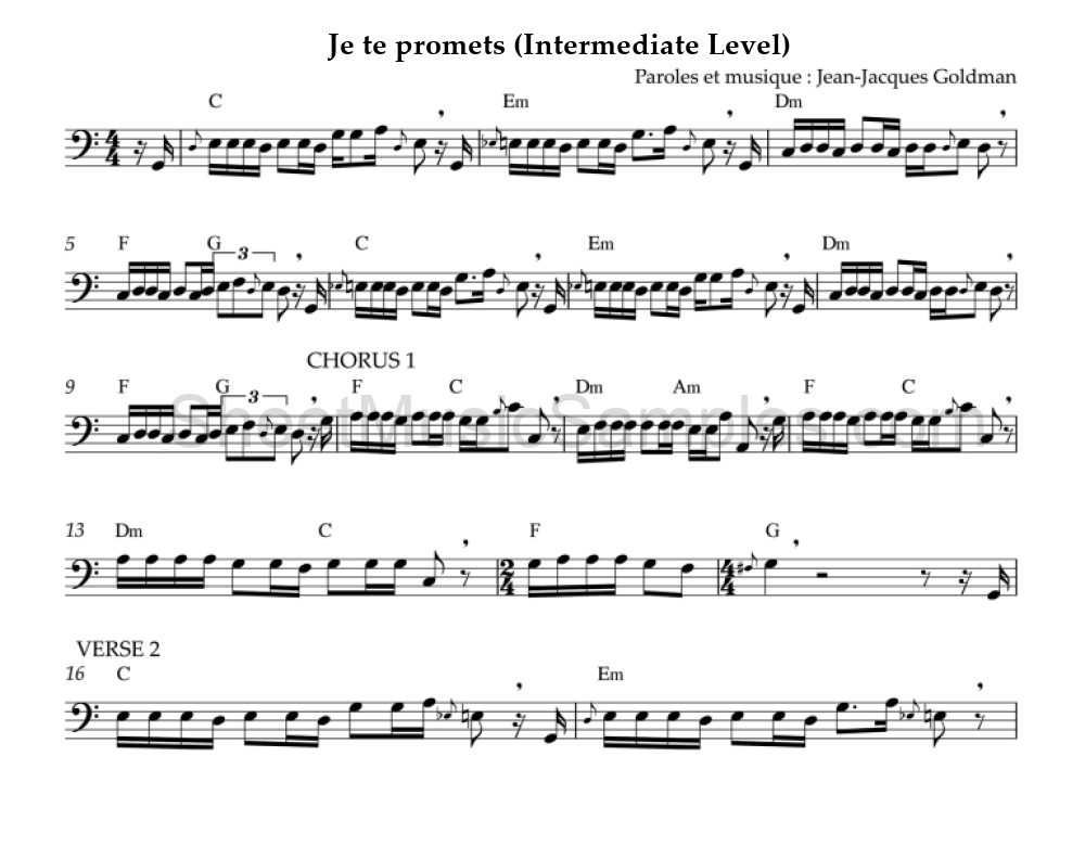 Je te promets (Intermediate Level)