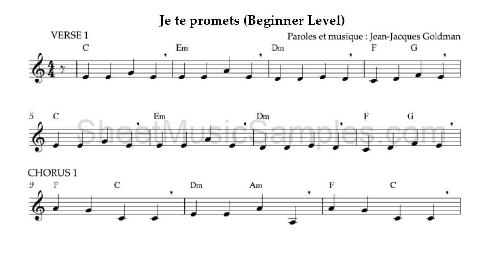 Je te promets (Beginner Level)