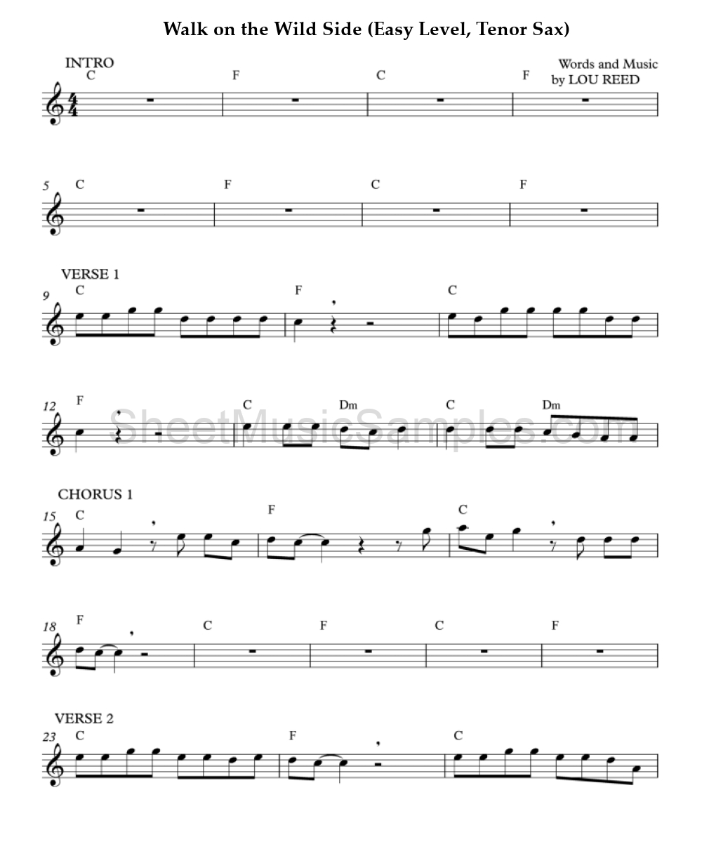 Walk on the Wild Side (Easy Level, Tenor Sax)