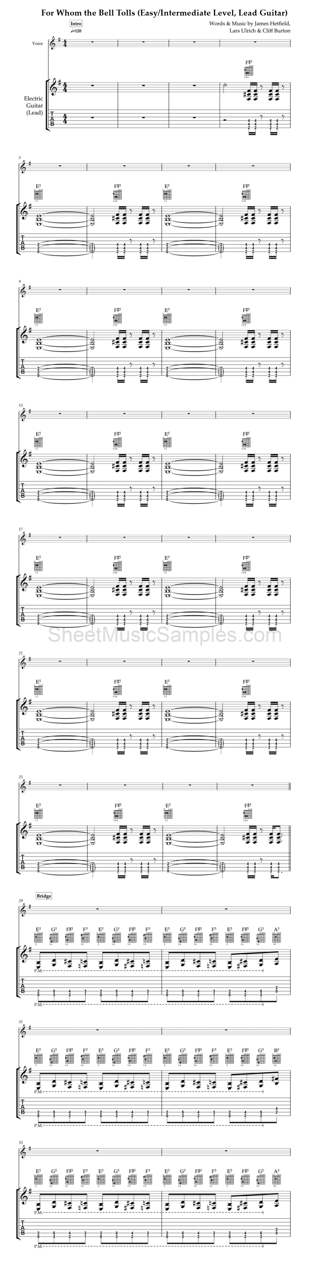 For Whom the Bell Tolls (Easy/Intermediate Level, Lead Guitar)