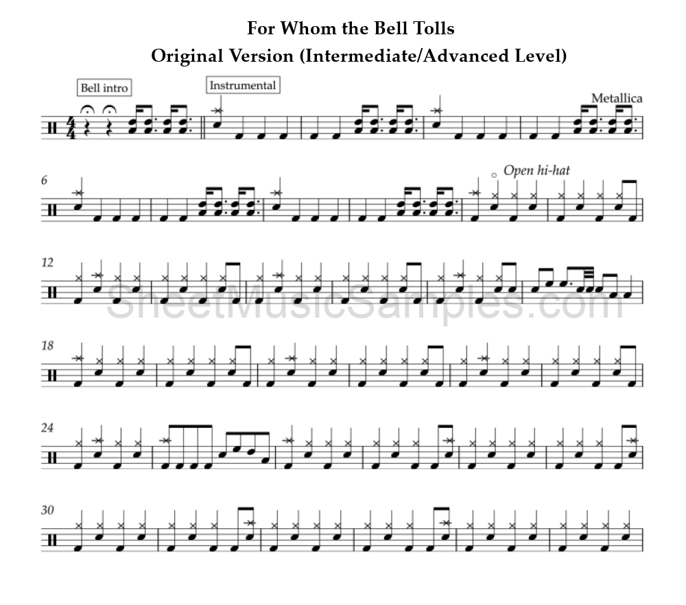 For Whom the Bell Tolls - Original Version (Intermediate/Advanced Level)