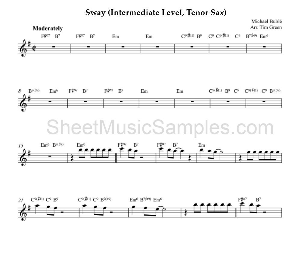 Sway (Intermediate Level, Tenor Sax)