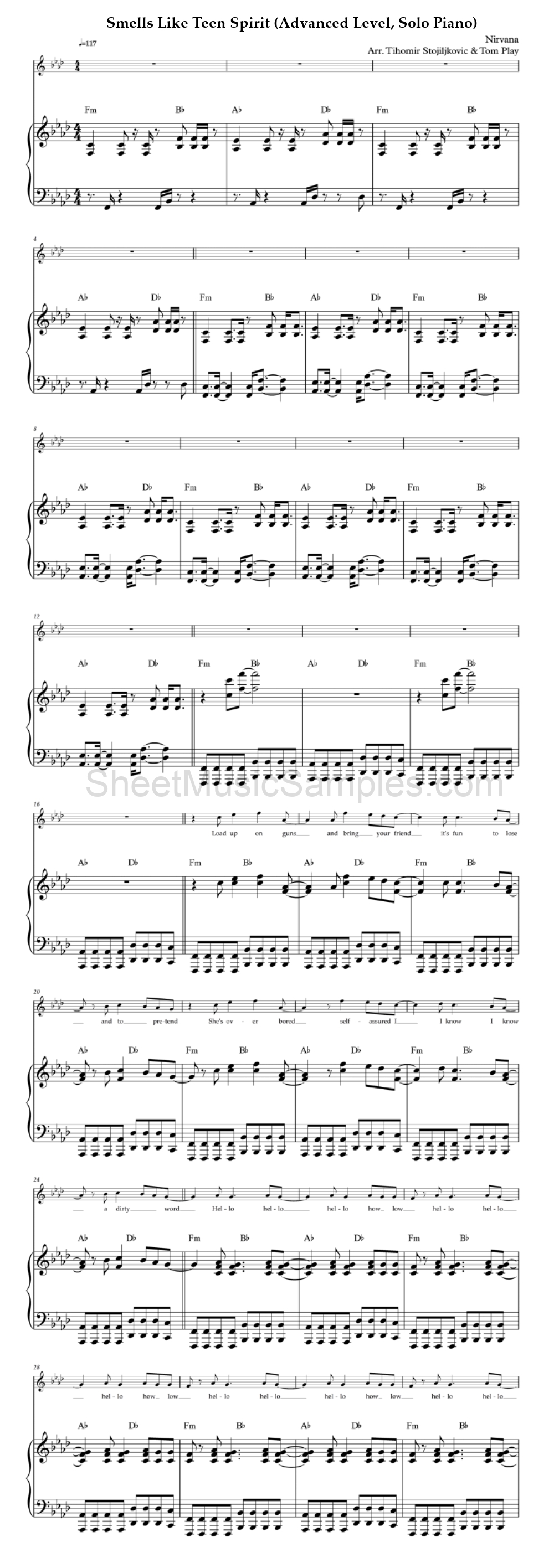 Smells Like Teen Spirit (Advanced Level, Solo Piano)