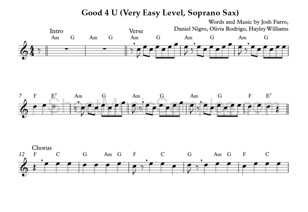 Good 4 U (Very Easy Level, Soprano Sax)