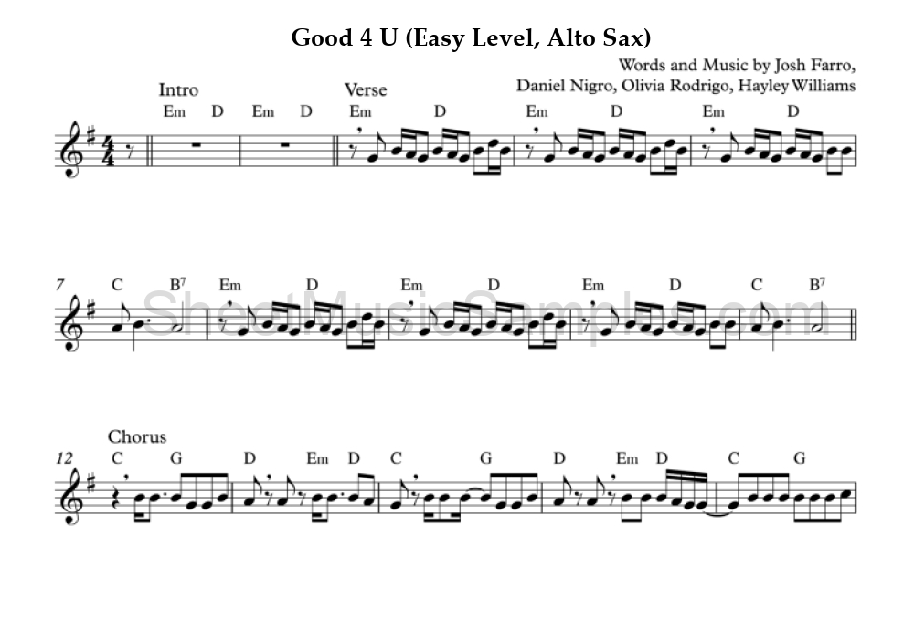 Good 4 U (Easy Level, Alto Sax)