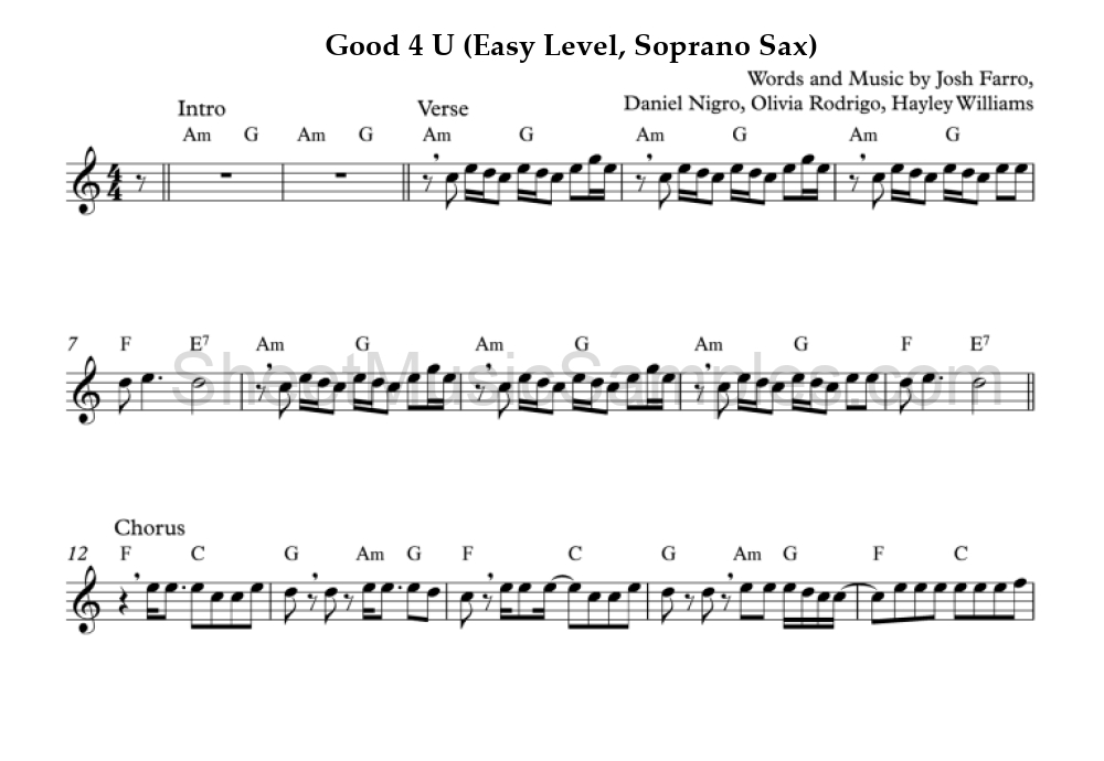 Good 4 U (Easy Level, Soprano Sax)