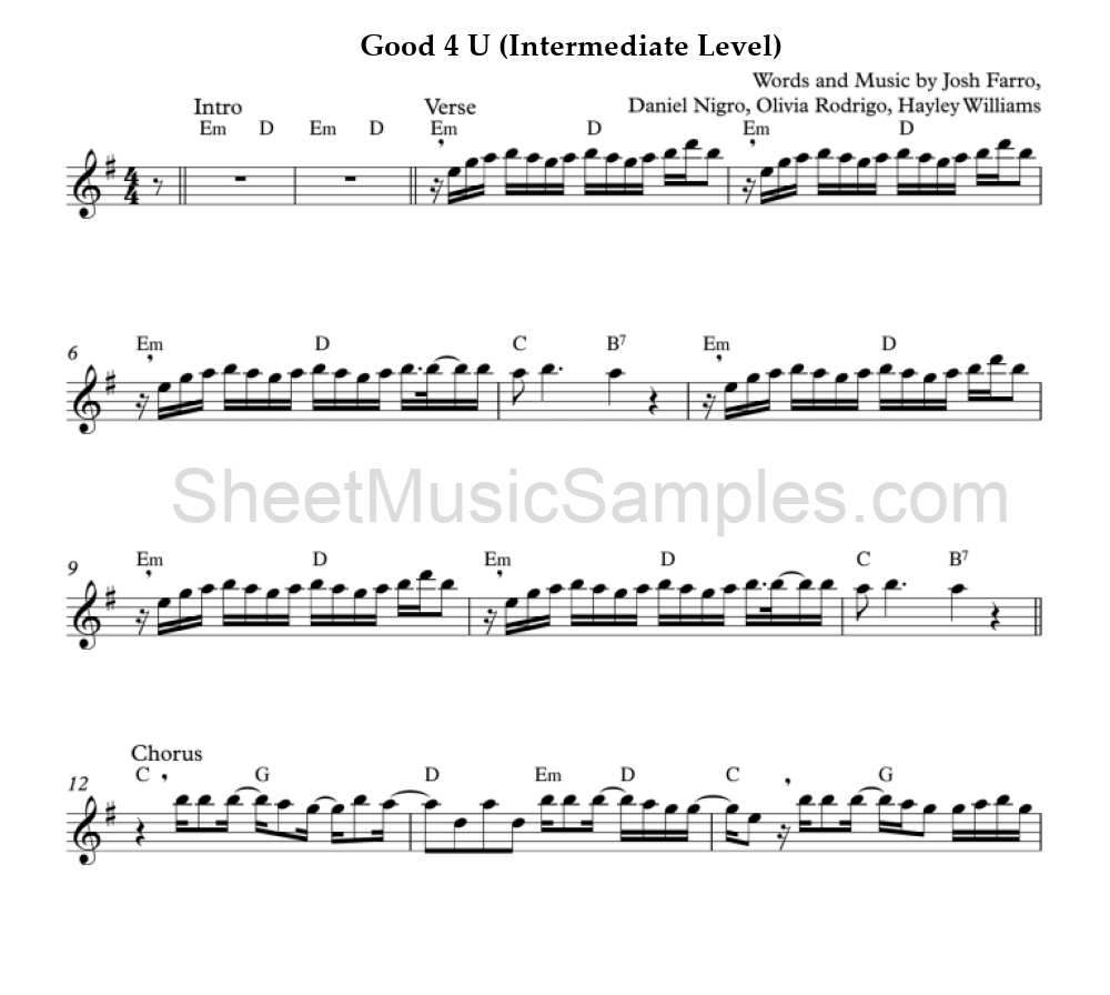 Good 4 U (Intermediate Level)