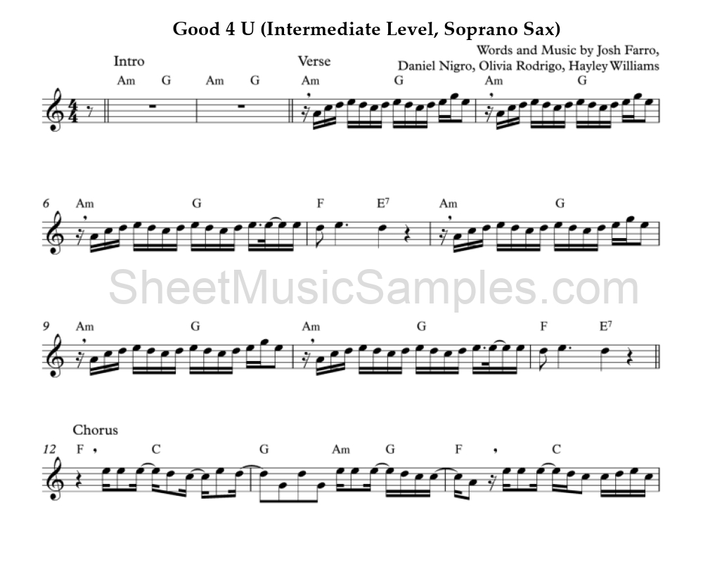 Good 4 U (Intermediate Level, Soprano Sax)