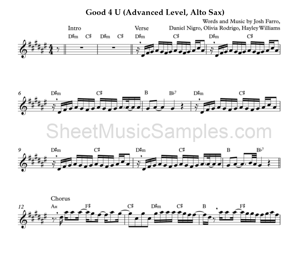 Good 4 U (Advanced Level, Alto Sax)