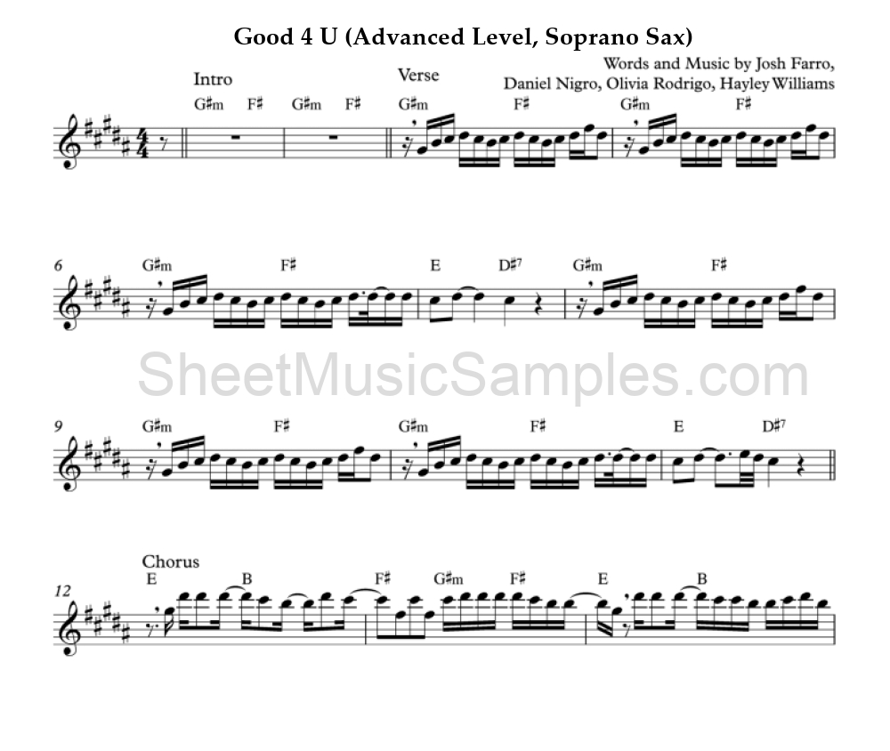 Good 4 U (Advanced Level, Soprano Sax)