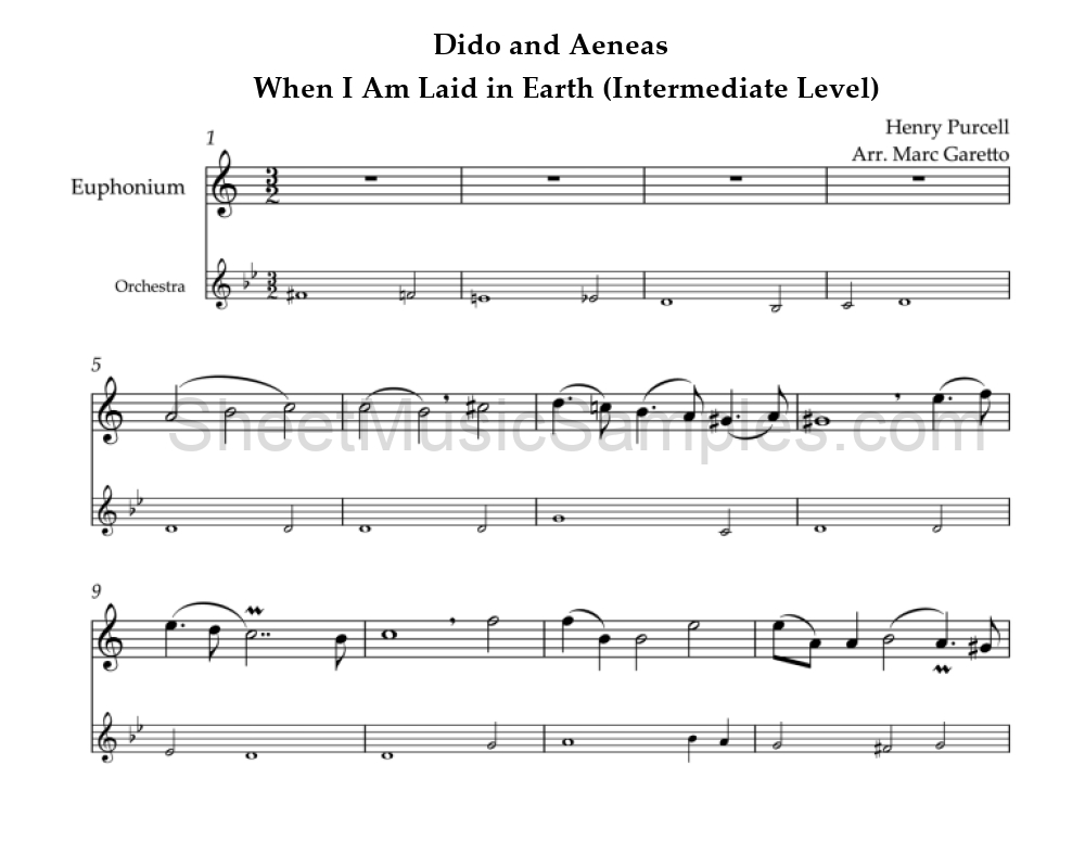 Dido and Aeneas - When I Am Laid in Earth (Intermediate Level)