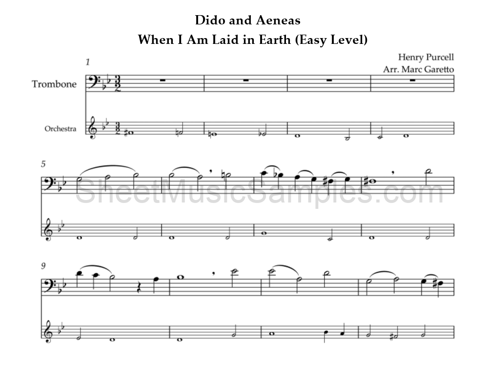 Dido and Aeneas - When I Am Laid in Earth (Easy Level)