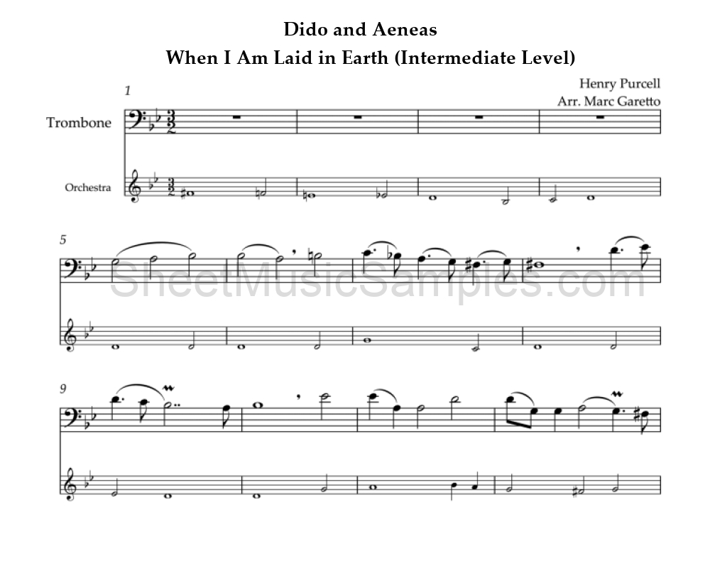 Dido and Aeneas - When I Am Laid in Earth (Intermediate Level)