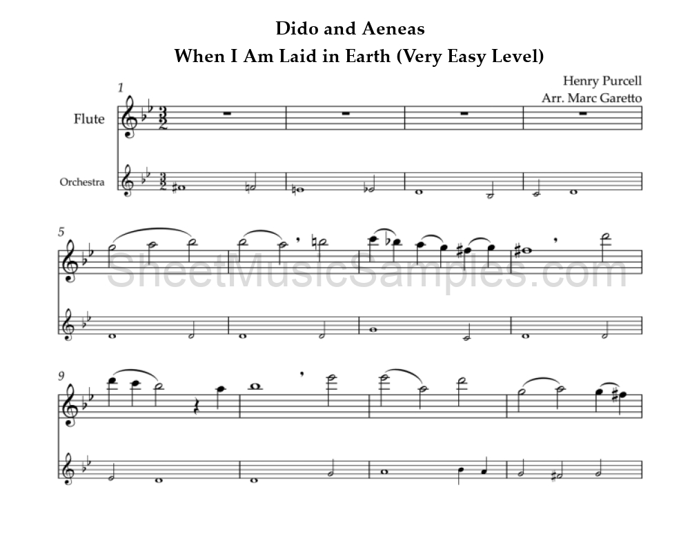 Dido and Aeneas - When I Am Laid in Earth (Very Easy Level)