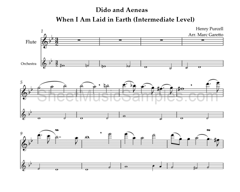 Dido and Aeneas - When I Am Laid in Earth (Intermediate Level)