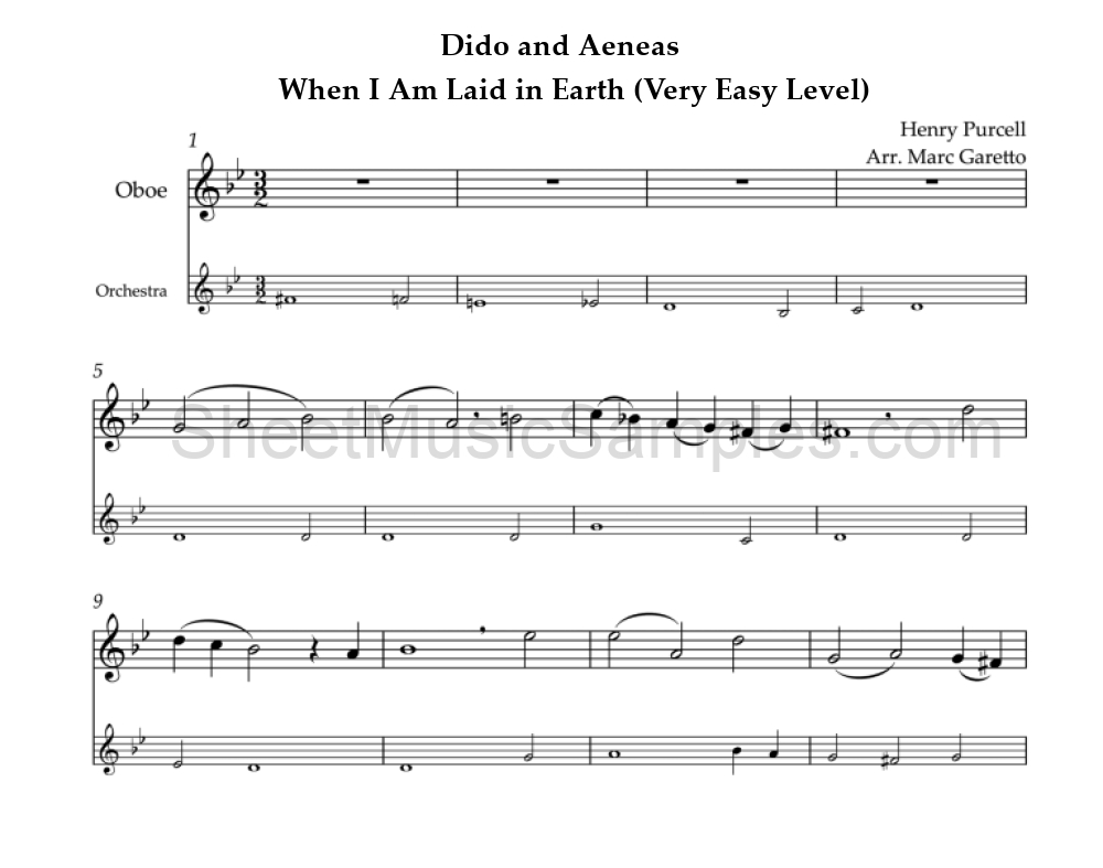 Dido and Aeneas - When I Am Laid in Earth (Very Easy Level)