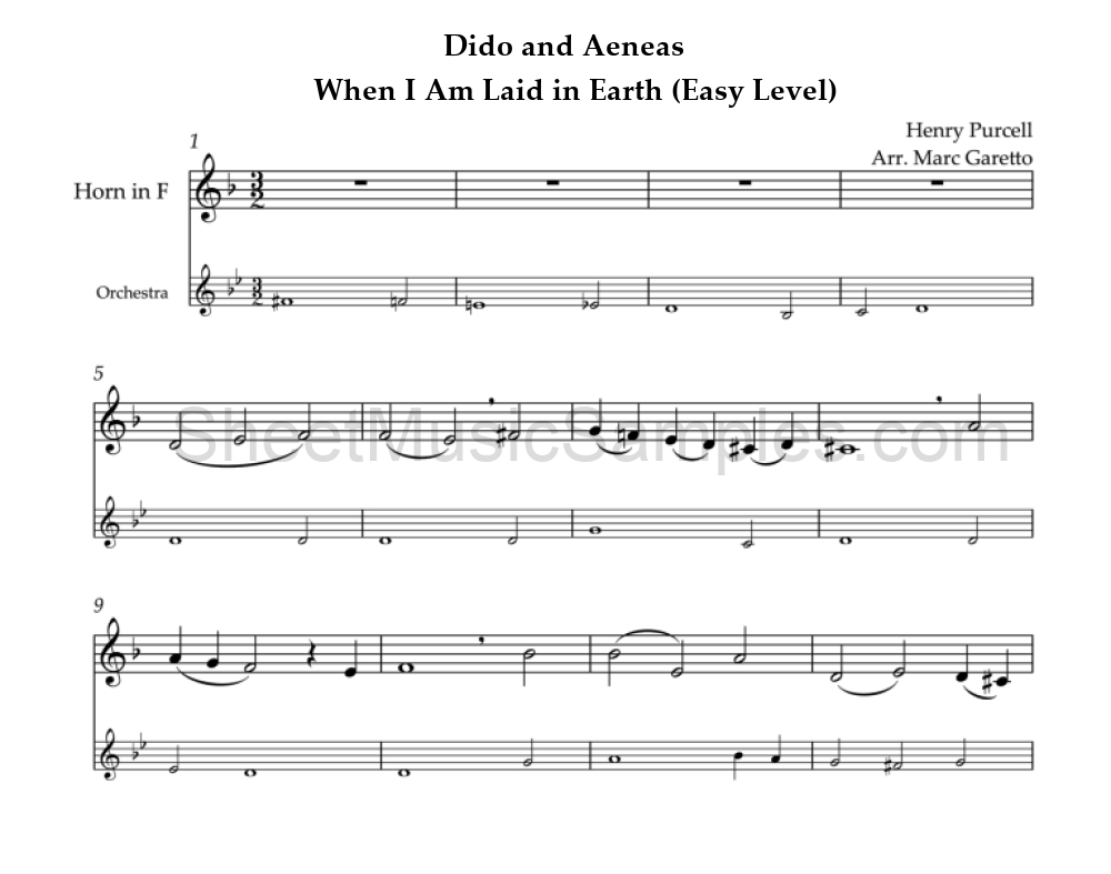 Dido and Aeneas - When I Am Laid in Earth (Easy Level)