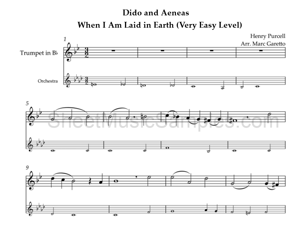 Dido and Aeneas - When I Am Laid in Earth (Very Easy Level)