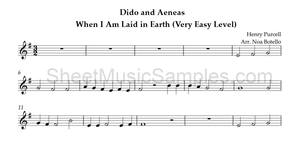 Dido and Aeneas - When I Am Laid in Earth (Very Easy Level)