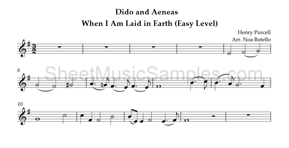 Dido and Aeneas - When I Am Laid in Earth (Easy Level)