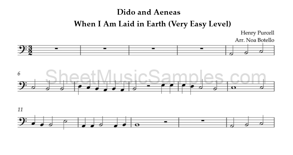 Dido and Aeneas - When I Am Laid in Earth (Very Easy Level)