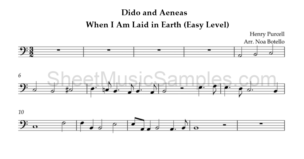 Dido and Aeneas - When I Am Laid in Earth (Easy Level)