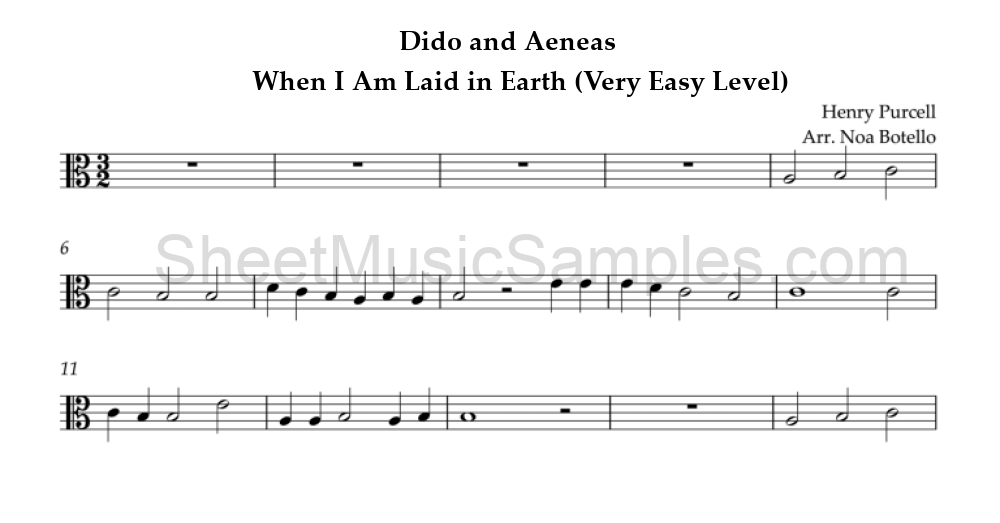 Dido and Aeneas - When I Am Laid in Earth (Very Easy Level)