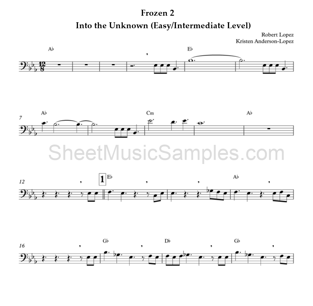 Frozen 2 - Into the Unknown (Easy/Intermediate Level)