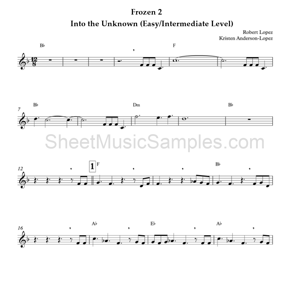 Frozen 2 - Into the Unknown (Easy/Intermediate Level)