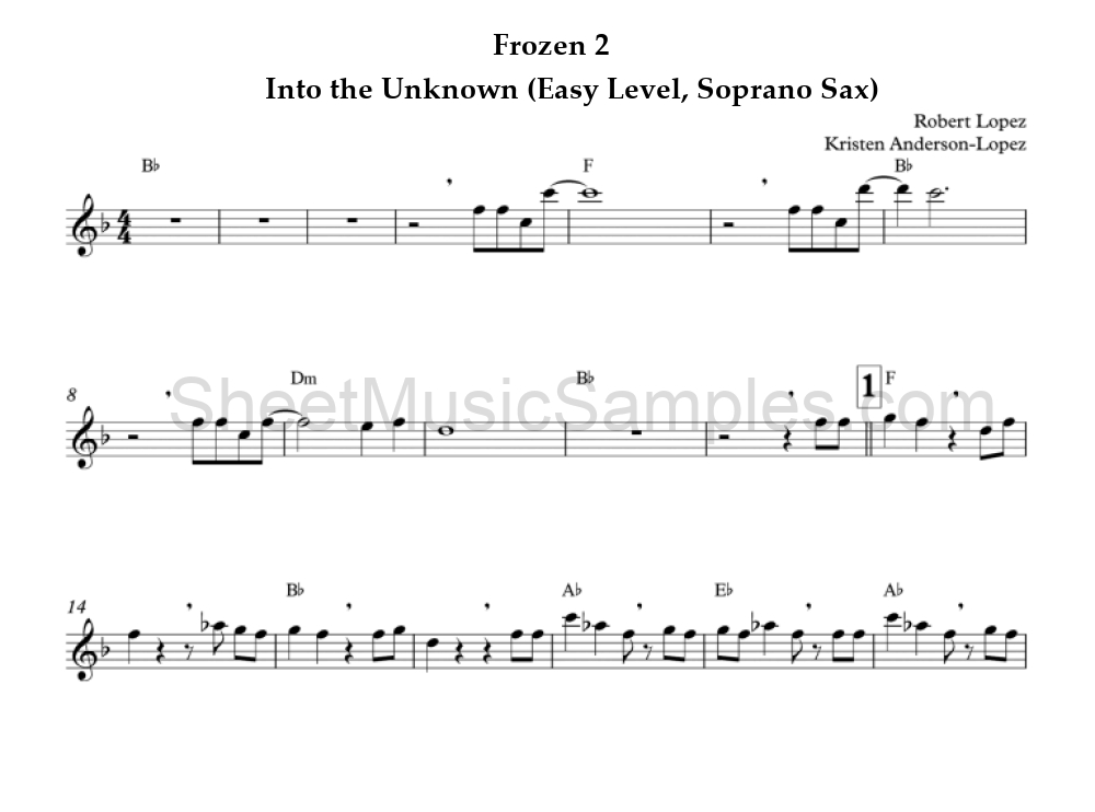 Frozen 2 - Into the Unknown (Easy Level, Soprano Sax)