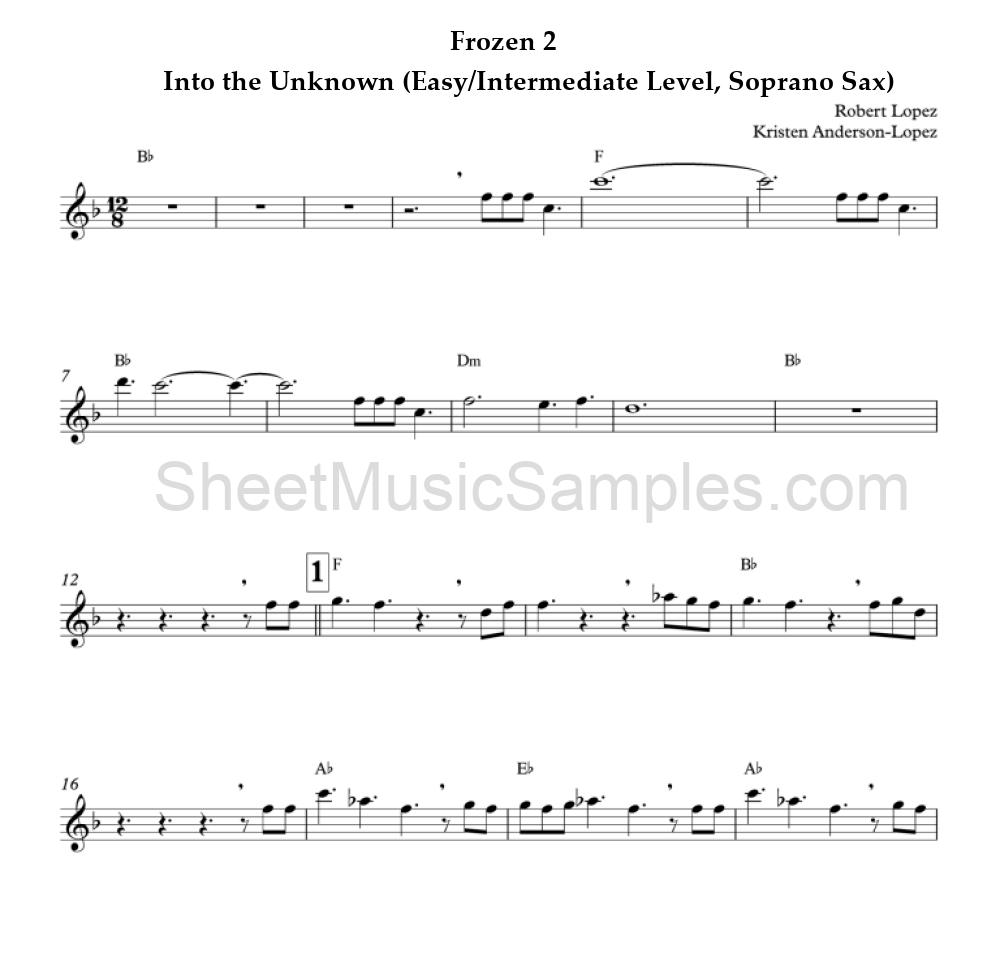 Frozen 2 - Into the Unknown (Easy/Intermediate Level, Soprano Sax)