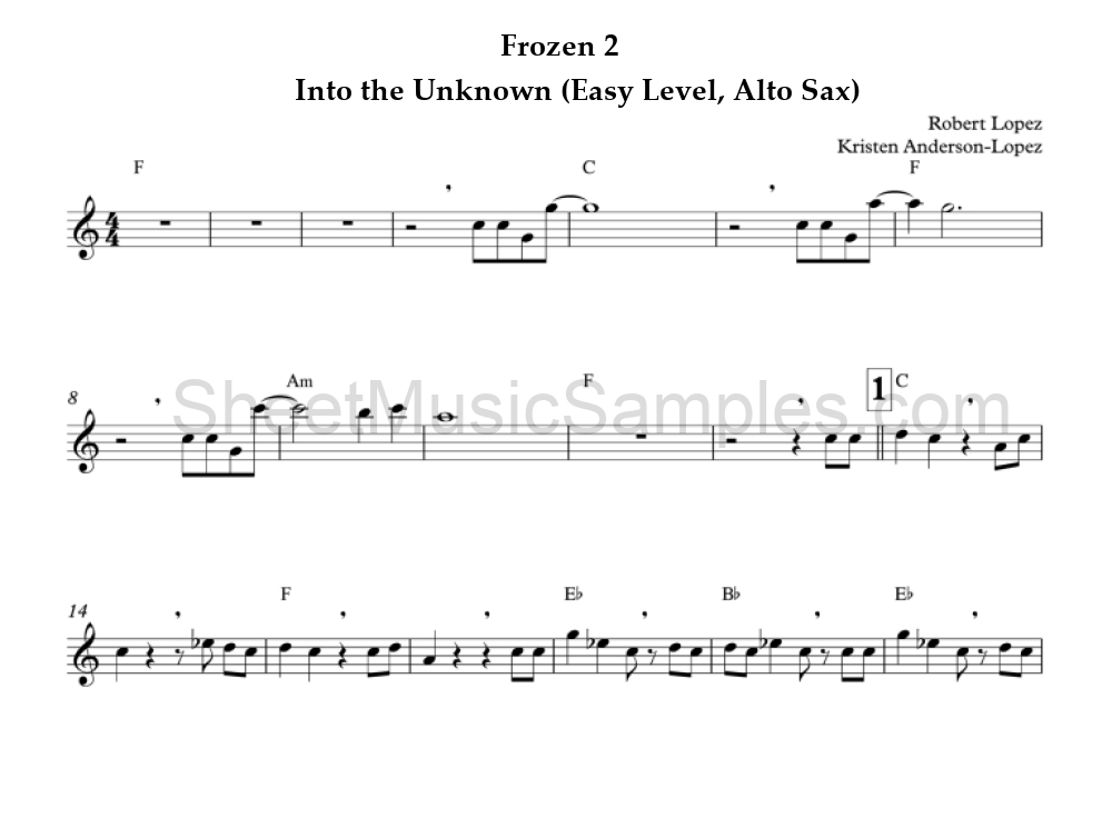 Frozen 2 - Into the Unknown (Easy Level, Alto Sax)