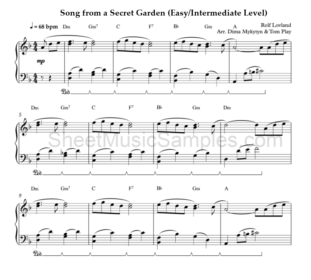 Song from a Secret Garden (Easy/Intermediate Level)