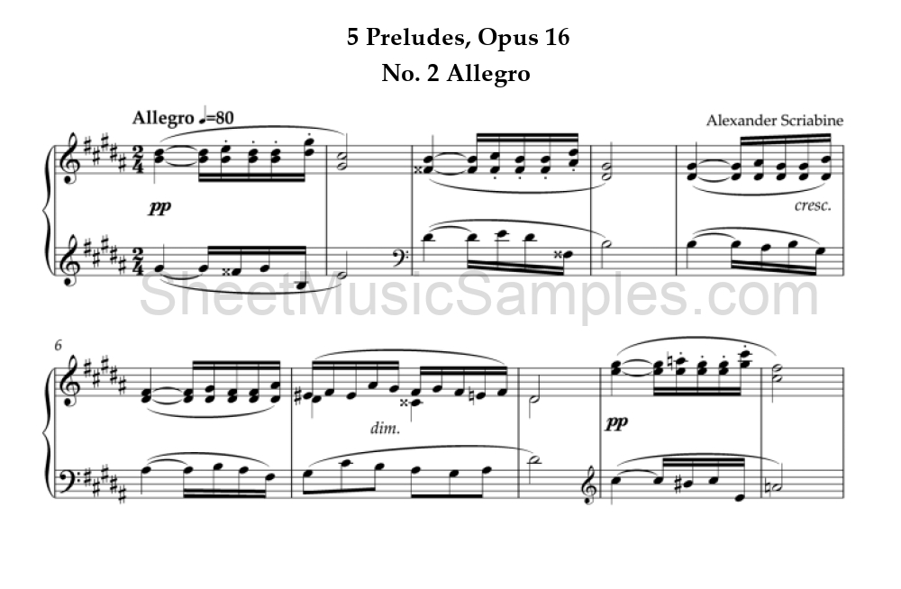 5 Preludes, Opus 16 - No. 2 Allegro