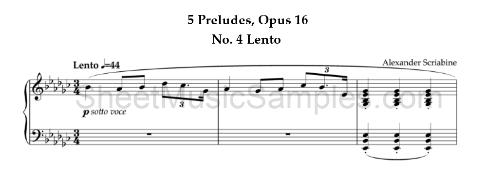 5 Preludes, Opus 16 - No. 4 Lento