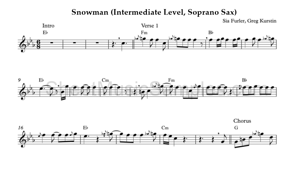 Snowman (Intermediate Level, Soprano Sax)