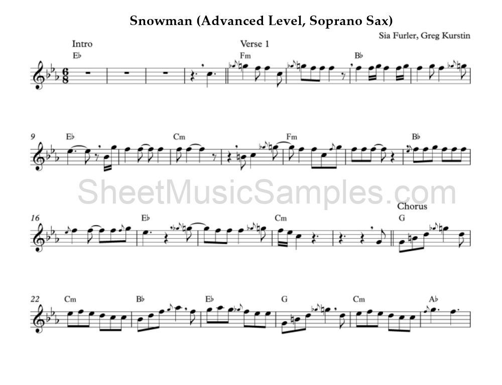 Snowman (Advanced Level, Soprano Sax)