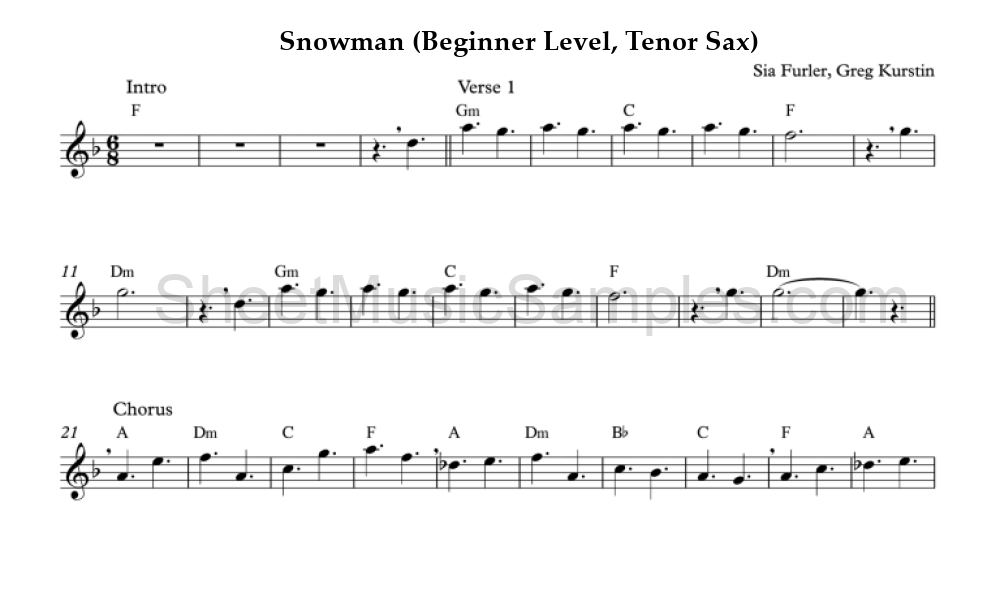 Snowman (Beginner Level, Tenor Sax)