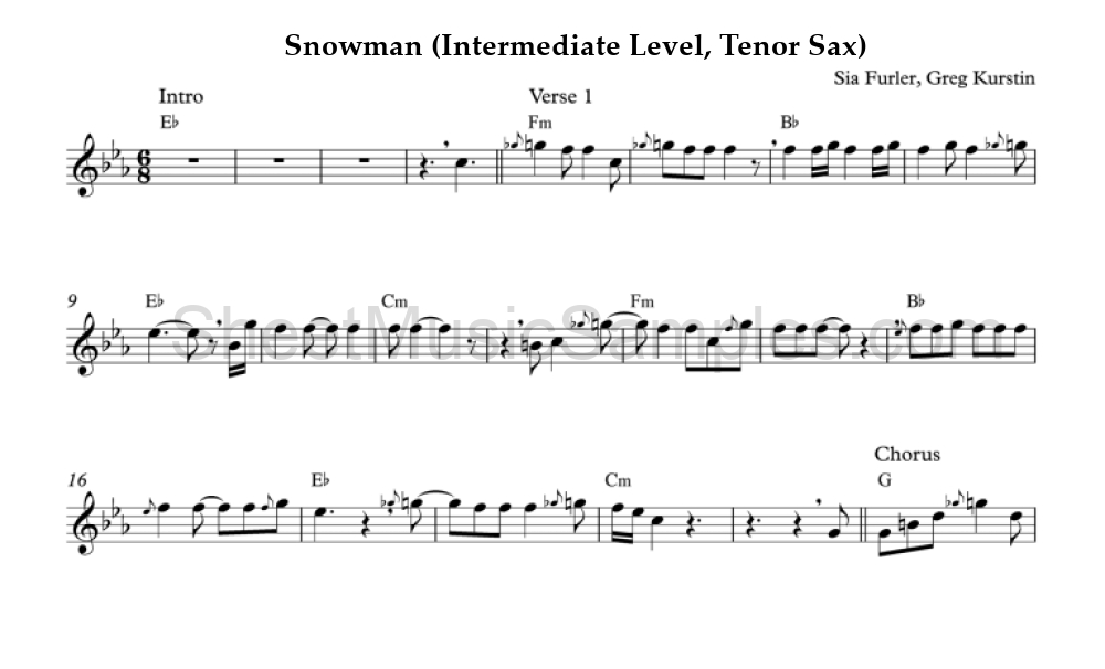 Snowman (Intermediate Level, Tenor Sax)