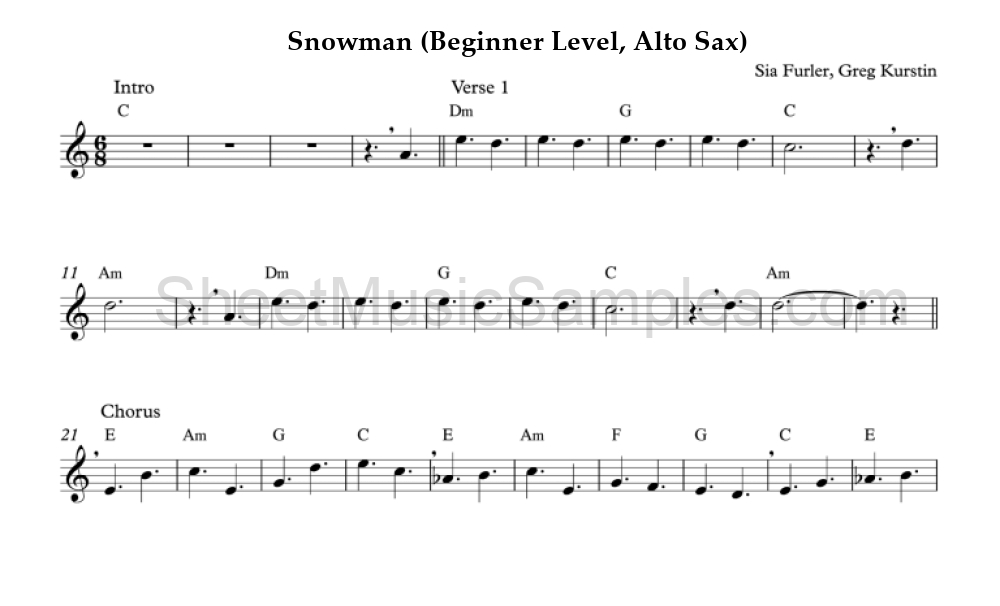 Snowman (Beginner Level, Alto Sax)