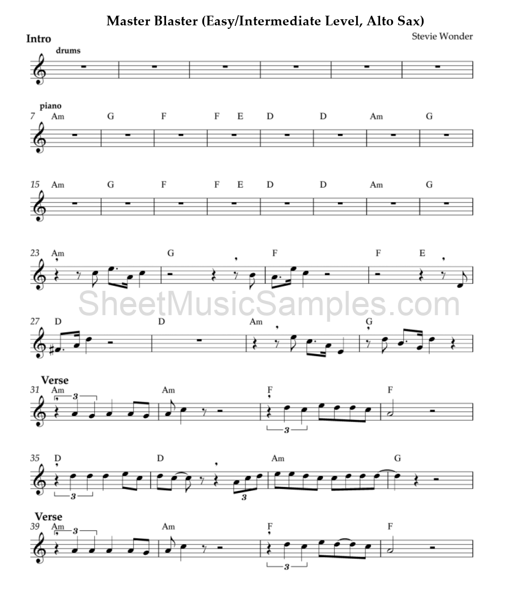 Master Blaster (Easy/Intermediate Level, Alto Sax)