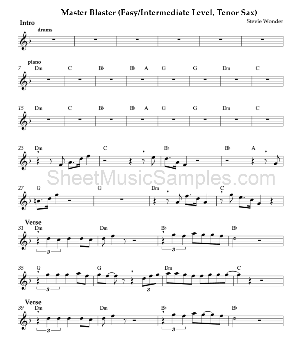 Master Blaster (Easy/Intermediate Level, Tenor Sax)