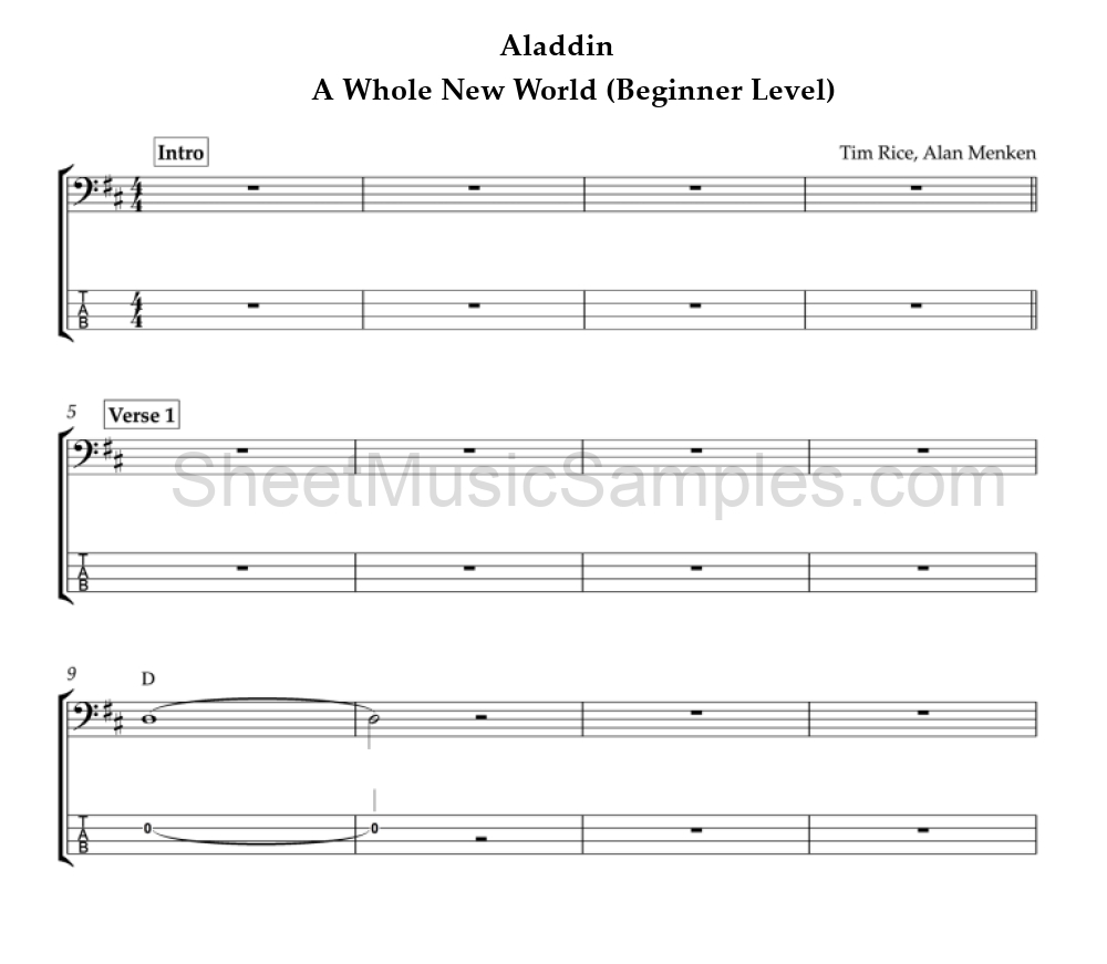 Aladdin - A Whole New World (Beginner Level)