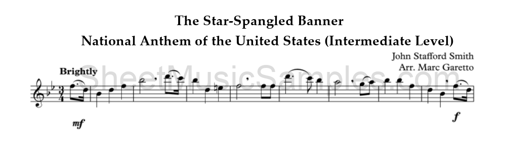 The Star-Spangled Banner - National Anthem of the United States (Intermediate Level)