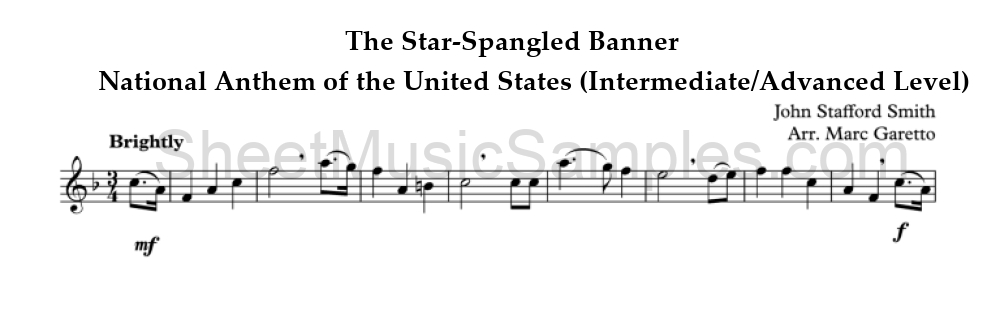 The Star-Spangled Banner - National Anthem of the United States (Intermediate/Advanced Level)